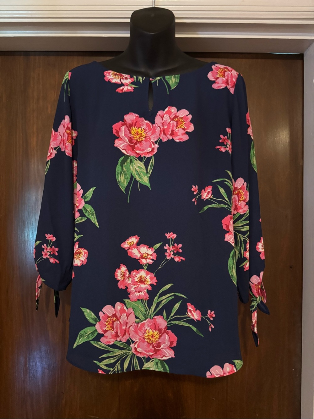 Talbots Navy Floral Blouse - Women's Medium